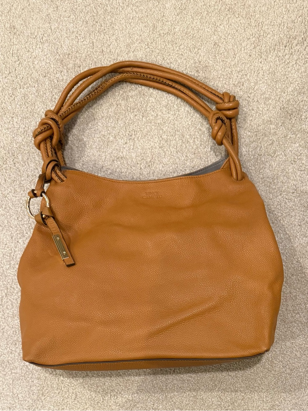Vince Camuto Cognac Knotted-Handle Shoulder Bag